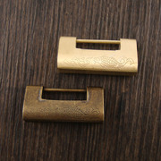 中式铜锁仿古锁横开挂锁老式小锁头复古刻花纯黄铜古代横插销锁