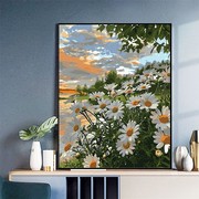 花卉diy数字油画简单手绘填充填色油彩画，高级感丙烯装饰风景油画