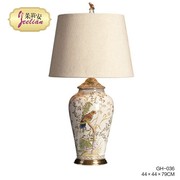 茱莉安浪漫法式奢华艺术描绘彩花鸟陶瓷镶铜客厅卧室装饰台灯