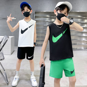 男童套装夏季3韩版4儿童装5洋气6无袖7短裤8两件套9岁时尚潮衣服