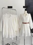 法式海边度假白色感长袖感连衣裙子7-14C32L高级2装023早秋女