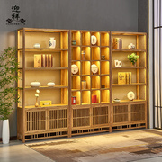 中式实木博古架老榆木，茶叶展示架茶室，多宝阁置物架普洱展示柜货架