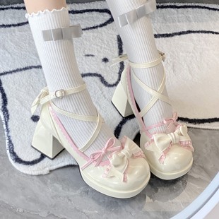 奶芙派对2.0中跟防水台lolita鞋，曲琪饼干原创可爱甜美日系单鞋女
