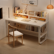 电脑桌台式家用书桌书架一体卧室学生写字桌学习桌带书柜办公桌子