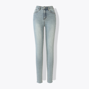 jeans美式冬季包臀弹力，紧身小脚铅笔裤子女式塑型，细脚靴裤牛仔裤