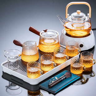 玻璃茶具套装家用小型侧把茶壶泡茶器功夫茶杯喝茶办公室会客茶盘