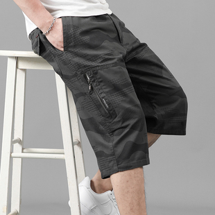 男士七分裤夏季薄款工装，迷彩短裤宽松纯棉潮流，外穿休闲大码中裤