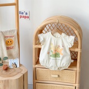 韩版新生婴儿衣服夏季薄款女宝宝哈衣甜美可爱连体衣三角爬服短袖