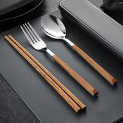筷子勺子套装一人，一筷便携餐具学生收纳盒，叉子单人带饭筷子三件套