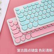超薄无声静音有线键盘巧克力，游戏家用笔记本电脑发光蓝粉色女生可