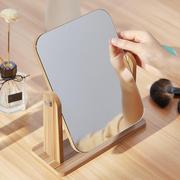 镜子桌面化妆镜卫生间全身家用diy美发厕所翻盖镜不规则木质