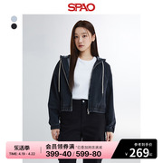 SPAO韩国同款2024年春季女士时尚连帽牛仔夹克外套SPJEE23G03