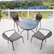 阳台桌椅藤椅三件套现代简约休闲小茶几室外庭院户外桌椅带伞组合