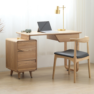 北欧电脑桌台式桌实木书桌，简约现代可伸缩家用卧室书房学生写字桌