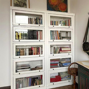 防尘书柜带玻璃门储物柜一体整墙实木书架儿童客厅家用置物架落地