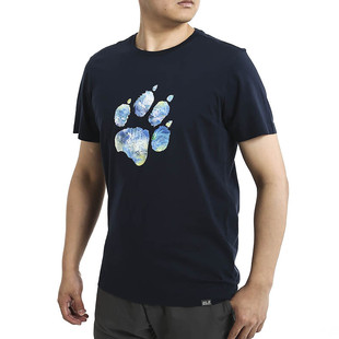 图途户外jackwolfskin狼爪男士棉质，圆领短袖t恤logo印花舒适短t