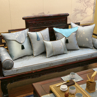 红木沙发坐垫中式实木，家具可拆洗刺绣沙发垫，古典罗汉床五件套垫子