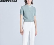 希哥弟思媞2020春夏休闲翻领POLO领短袖拼色条纹针织衫T恤女