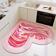 心形厨房地垫网红硅藻泥吸水脚垫可擦免清洗垫子防滑防油专用地毯