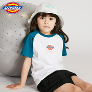 dickies童装男童女童t恤夏季撞色插肩袖，logo印花圆领t恤儿童短袖