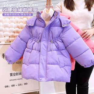 韩韩良品女童，连帽棉服冬装2023洋气，加厚中长款棉衣儿童棉袄