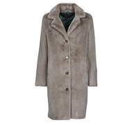 oakwood女装气质保暖毛绒大衣高级感长款外套灰褐色秋冬2024