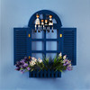 地中海蓝色大假窗墙面，装饰挂件花架插花器置物架，餐厅儿童房装饰品