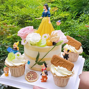 网红公主和七个小矮人蛋糕装饰卡通人物摆件儿童女孩宝宝生日