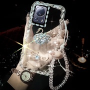 水晶天鹅透明奢华镶钻适用小米civi2手机壳，civi1s曲面屏13promix4防摔note11tpro十+红米k30至尊纪念版