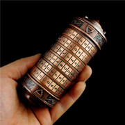 达芬奇密码铜锁筒抖音古铜色，戒指520情人，节情侣创意生日表白礼物
