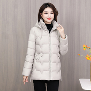 冬季羽绒棉棉衣女中长款保暖棉服，外套2023韩版时尚纯色上衣