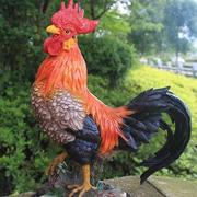 创意仿真大公鸡摆件树脂，陶瓷母鸡雕塑生肖，动物庭院家居装饰工艺品