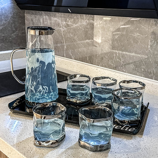 高颜值玻璃杯子套装家用客厅待客喝水水杯ins风耐热茶具茶杯水具