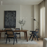 叕木 昌迪加尔侘寂风碳化黑色复古做旧餐桌椅客厅休闲椅书桌椅