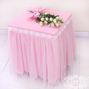 公主水晶绒 玫瑰蕾丝粉色床头柜罩全包款保险柜罩 茶几凳子罩