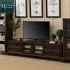 美式电视柜 桃花心木美式乡村实木电视柜茶几组合黑胡桃 美式家具