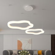 极简客厅吊灯北欧简约白色圆环，大厅灯个性创意家用大气主卧室灯具
