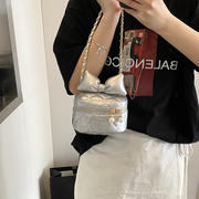 迷你链条小包包女2025新款蝴蝶结小清新菱格零钱钥匙包斜挎口红包
