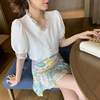 韩版2024年夏季女白衬衫设计感小众洋气甜美时尚雪纺衬衣上衣