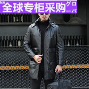 日本冬季海宁真皮，皮衣男士连帽绵羊皮，羽绒服中长款加绒修
