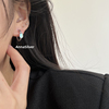 通体s925纯银简约时尚，小巧月光石，爱心形耳环圆圈气质耳扣