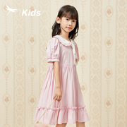 红蜻蜓女童装夏季短袖连衣裙，中大童学院风甜美时尚公主裙子