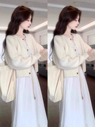 秋装搭配一整套韩剧女主穿搭高级感气质温柔风毛衣连衣裙两件套装