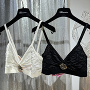 blumarine时尚白色黑色金属玫瑰花吊带，上衣新chenshop设计师品牌
