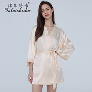 杭州法莱舒卡25姆米重磅真丝睡袍，女100%桑蚕丝晨袍妆袍纯色家居服