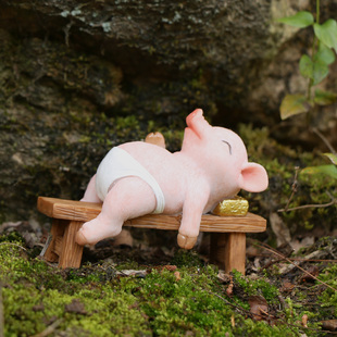 创意躺平小猪摆件可爱仿真动物花园庭院微景观装饰品个性网红礼物