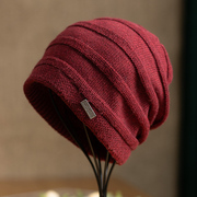 毛线帽子女冬2023时尚洋气保暖加绒冬季女士针织帽堆堆帽秋冬
