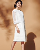 日单高端女装夏款棉麻刺绣短袖连衣裙+镂空纯棉蕾丝外套 2件套
