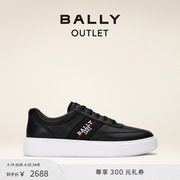 jdbally巴利，男士黑色logo皮革运动鞋6240620