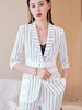 黑白色条纹西装外套女设计感小众时尚高端气质ol职业西服套装春夏